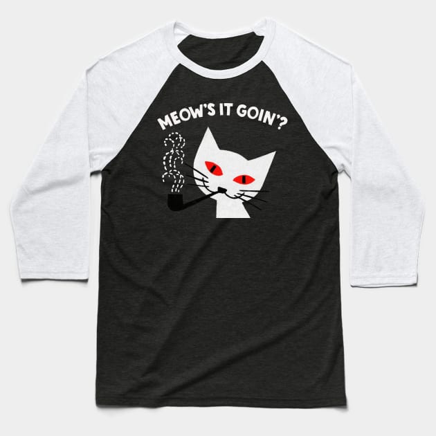 Meow's It Goin'? // Cute cat lover design Baseball T-Shirt by CultOfRomance